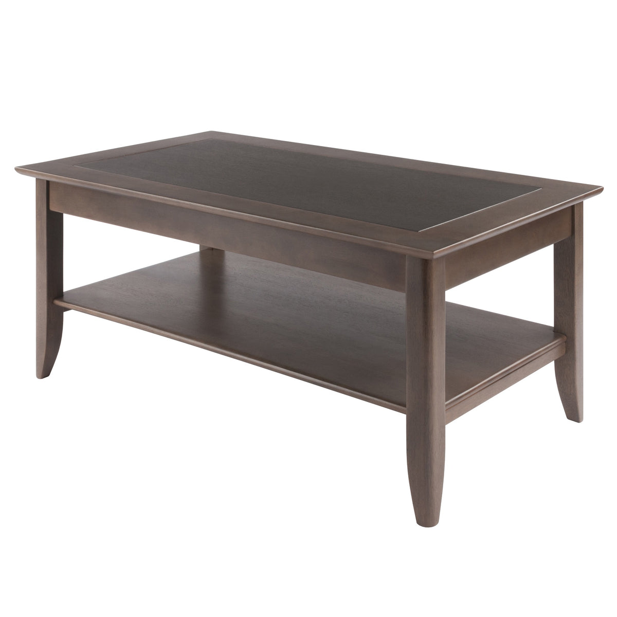 Ergode Wood Santino Coffee Table  Contemporary Oyster Gray Finish, Solid Wood Frame, Wide Lower Shelf For Storage  40 Inch  W X 22.