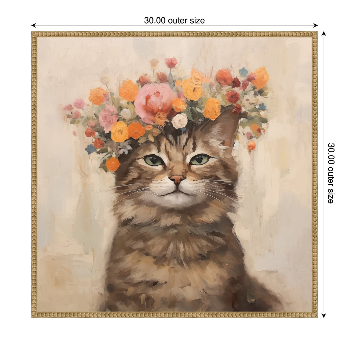 Sylvie Adorable Floral Boho Cat Framed Canvas by The Creative Bunch Studio