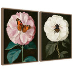 Sylvie Beaded Flutter Bug and Busy Bee Framed Canvas Art Set by Mary Sparrow