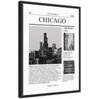 Chicago City Article by Megan Ryan Framed Canvas Wall Art Print