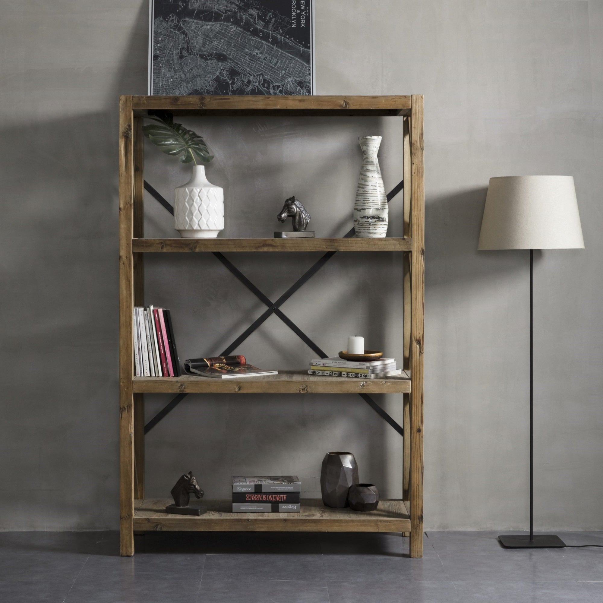 Elinor Bookcase - Natural/Black Finish