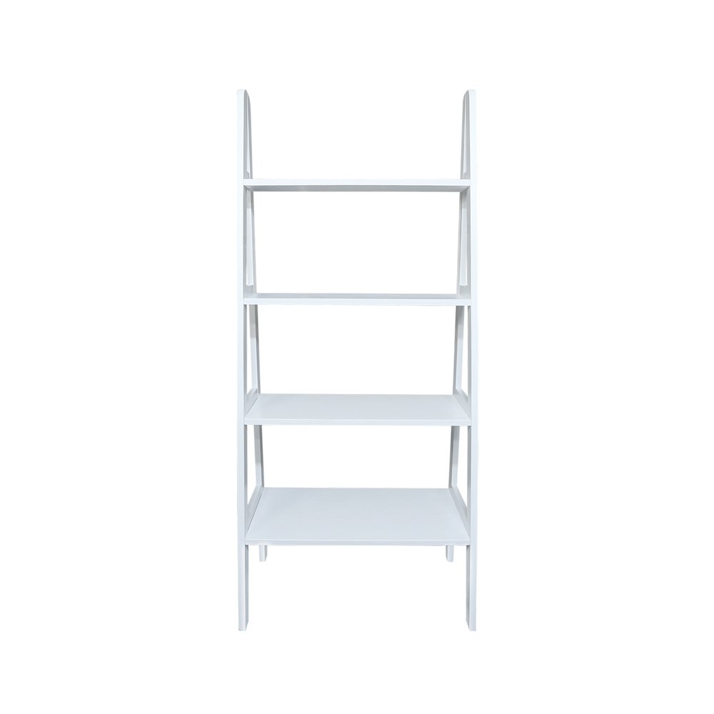 4-Shelf Ladder Bookcase, White
