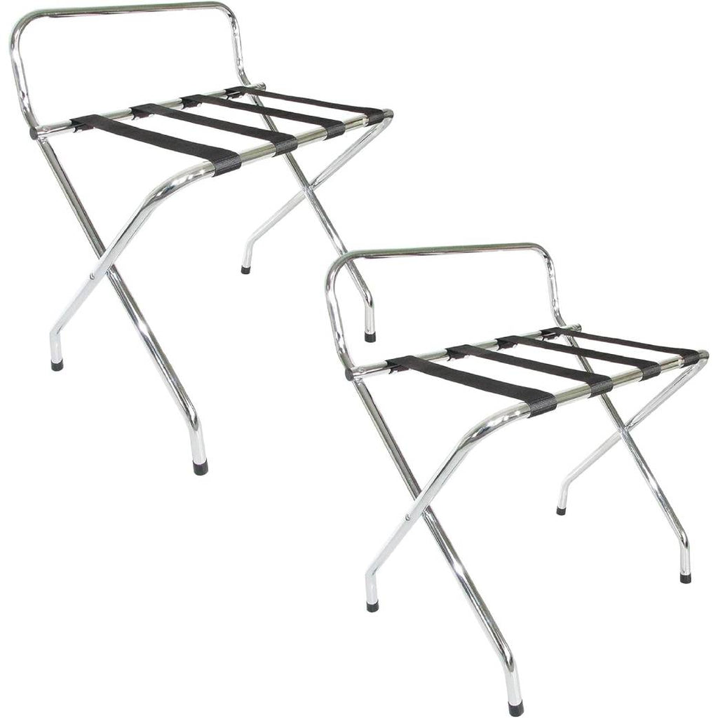 High-Back Luggage Rack, Lightweight Fold-Flat Design, Compact Chrome Finish
