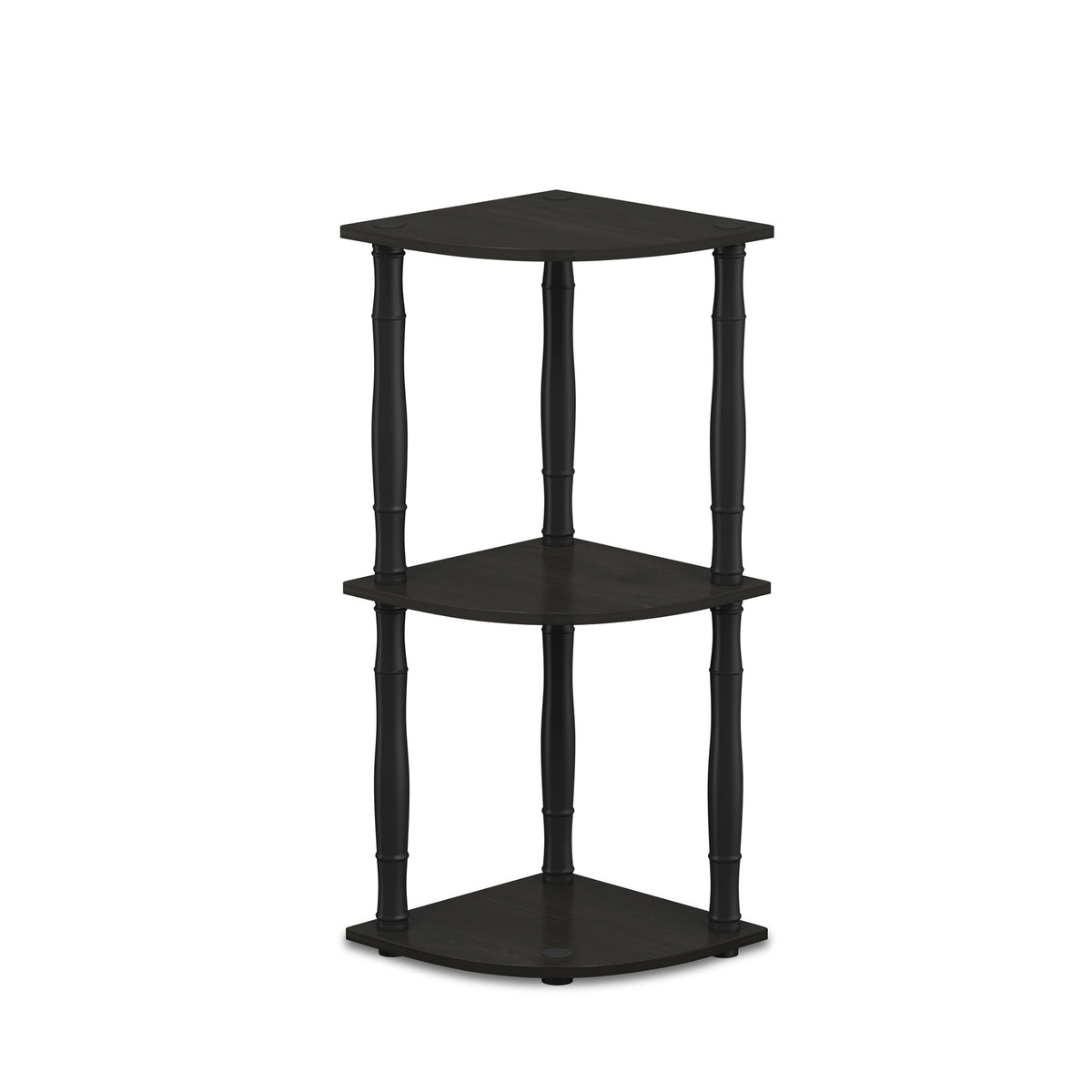 Furinno Turnntube 3Tier Corner Display Rack Multipurpose Shelving Unit With Bamboo Tubes, Espresso/Black