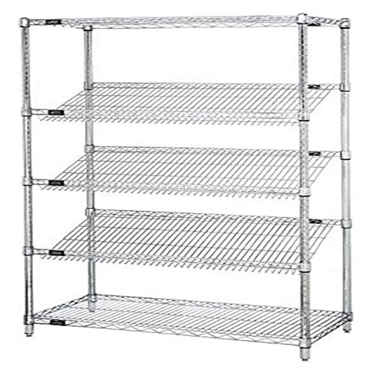 Quantum Storage Systems 1836Sl6C 5Tier Stationary Wire Shelving Unit With 3 Slanted Shelves, Chrome Finish, 400 Lb. Load Capaci
