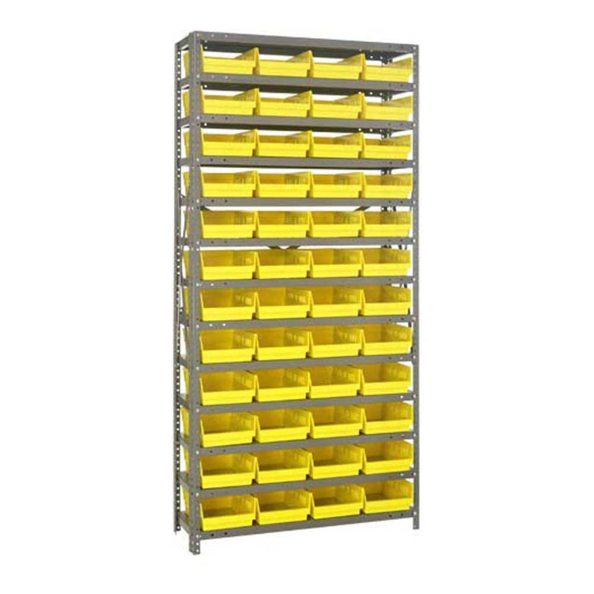 Quantum Storage Systems 1875108Yl Steel Shelving Unit With 4 Shelf Bins, 18 D X 36 W X 75 H, Yellow