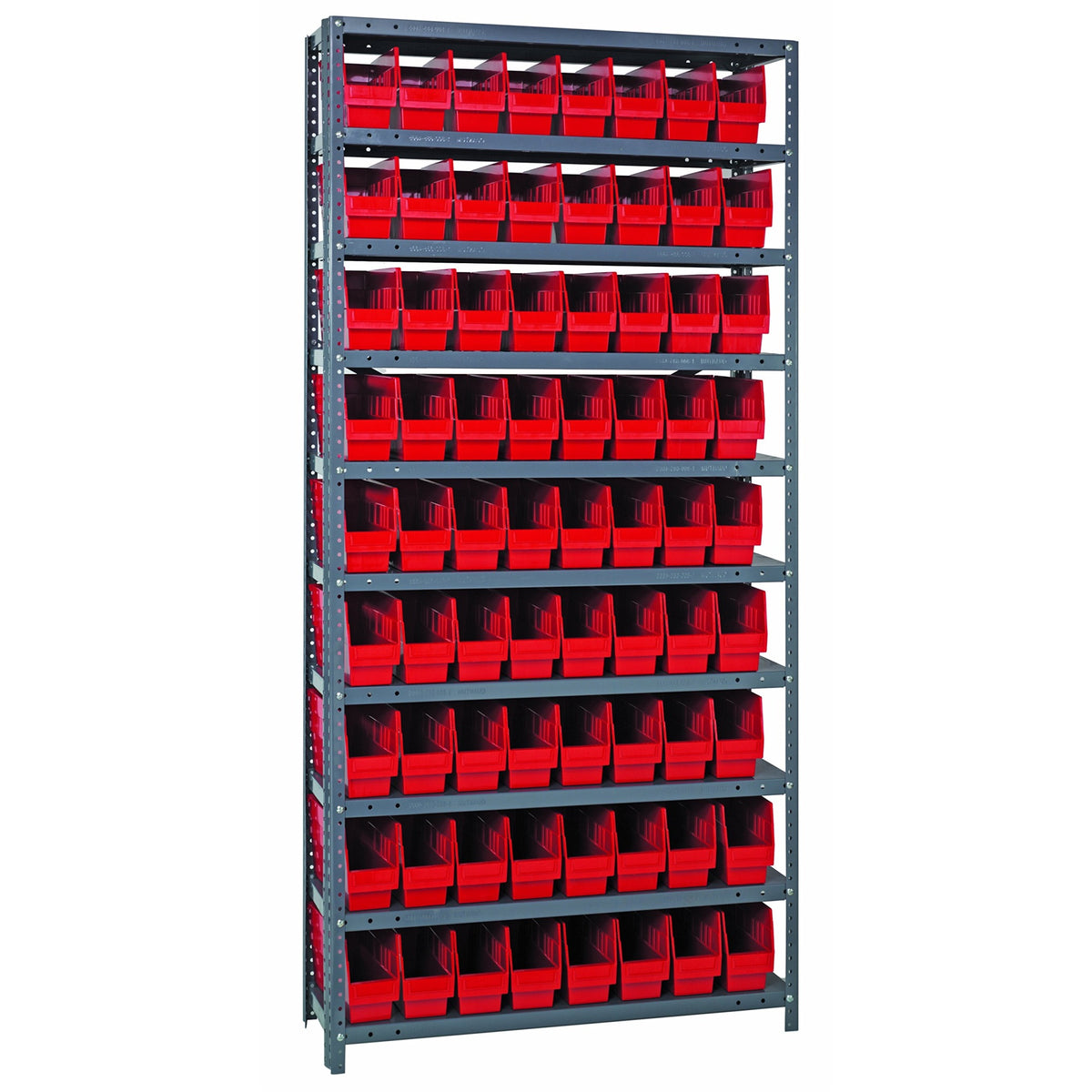 Quantum Storage Systems 1875203Rd Store More Steel Shelving Unit With 6 Shelf Bins, 18 D X 36 W X 75 H, Red