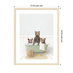Three Bear Cubs in Cottage Green Bath by Amy Peterson Framed Wall Art Print
