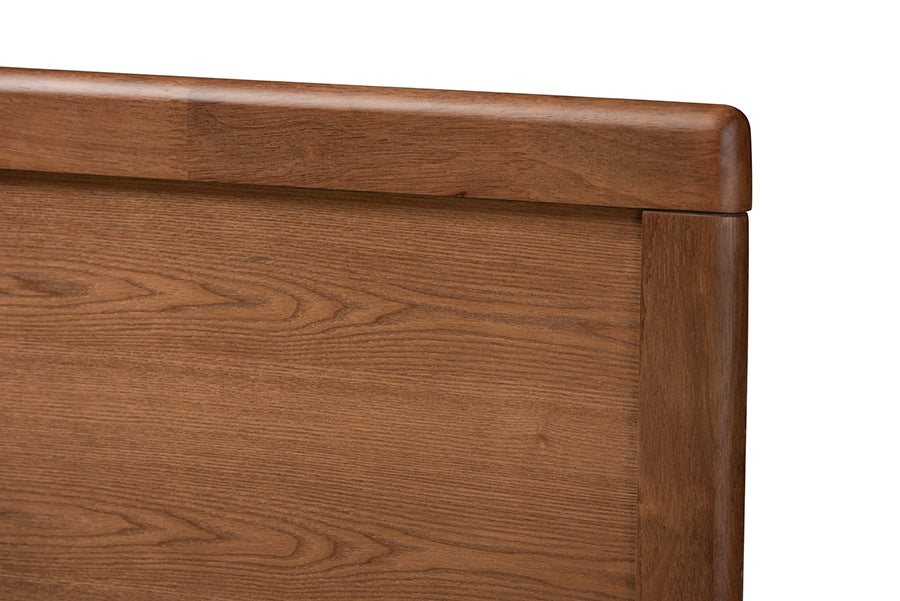 Baxton Studio Raya Mid-Century Modern Walnut Brown Finished Wood King Size Headboard