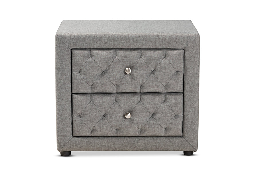 Baxton Studio Lepine Modern And Contemporary Gray Fabric Upholstered 2Drawer Wood Nightstand