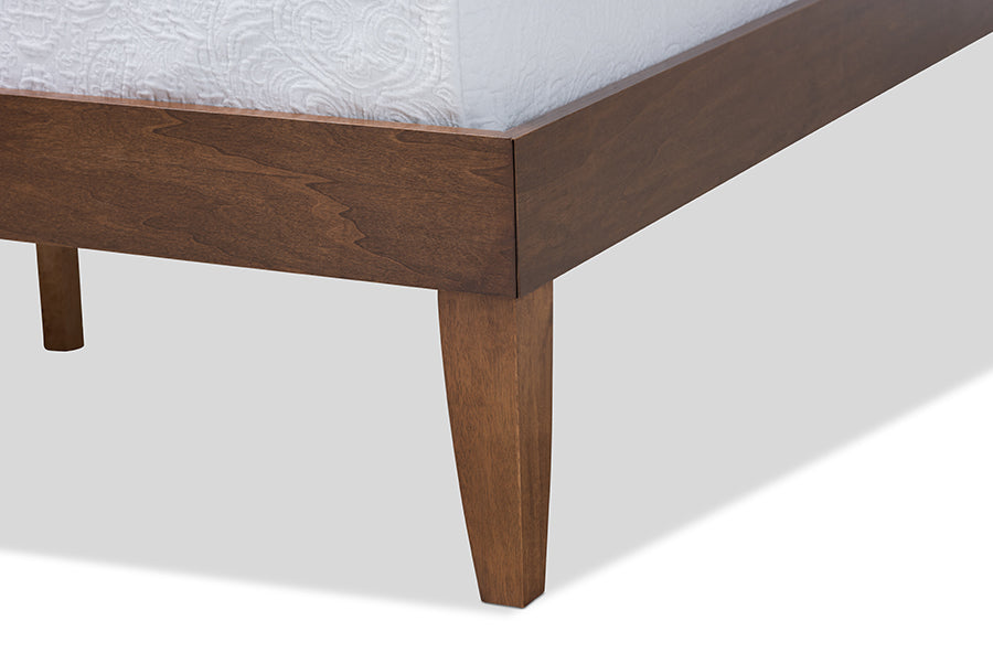 Baxton Studio Lucina Midcentury Modern Walnut Brown Finished Full Size Platform Bed Frame