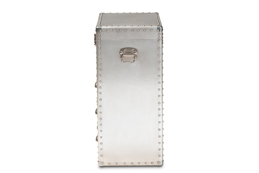 Baxton Studio Serge French Industrial Silver Metal 3-Drawer Accent Storage Cabinet