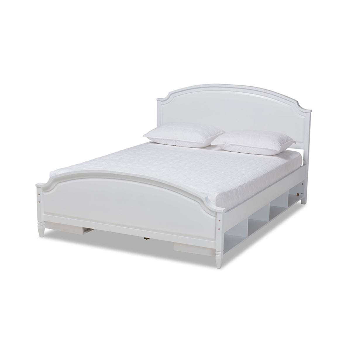 Baxton Studio Elise Classic And Traditional Transitional White Finished Wood Full Size Storage Platform Bed