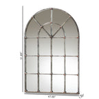 Baxton Studio Newman Vintage Farmhouse Antique Silver Finished Arched Window Accent Wall Mirror