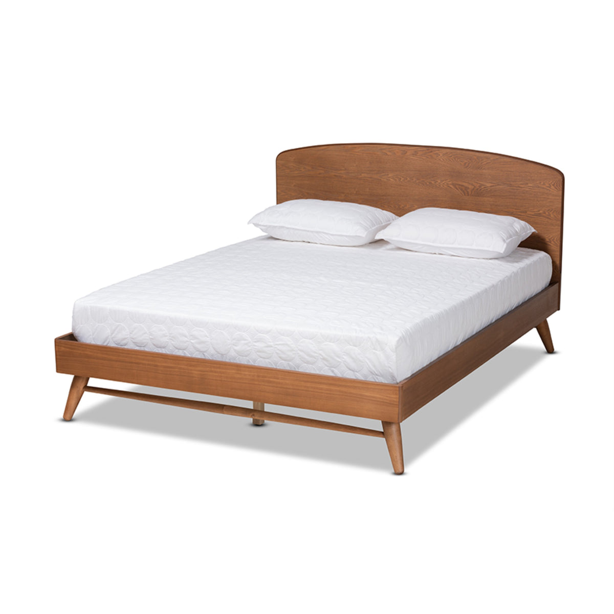 Baxton Studio Keagan Midcentury Modern Transitional Walnut Brown Finished Wood Queen Size Platform Bed