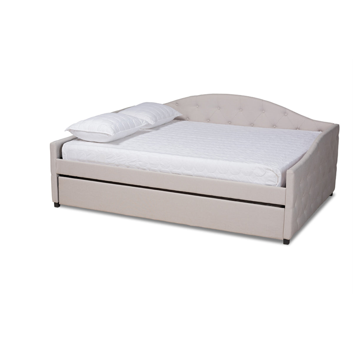 Baxton Studio Becker Modern And Contemporary Transitional Beige Fabric Upholstered Queen Size Daybed With Trundle