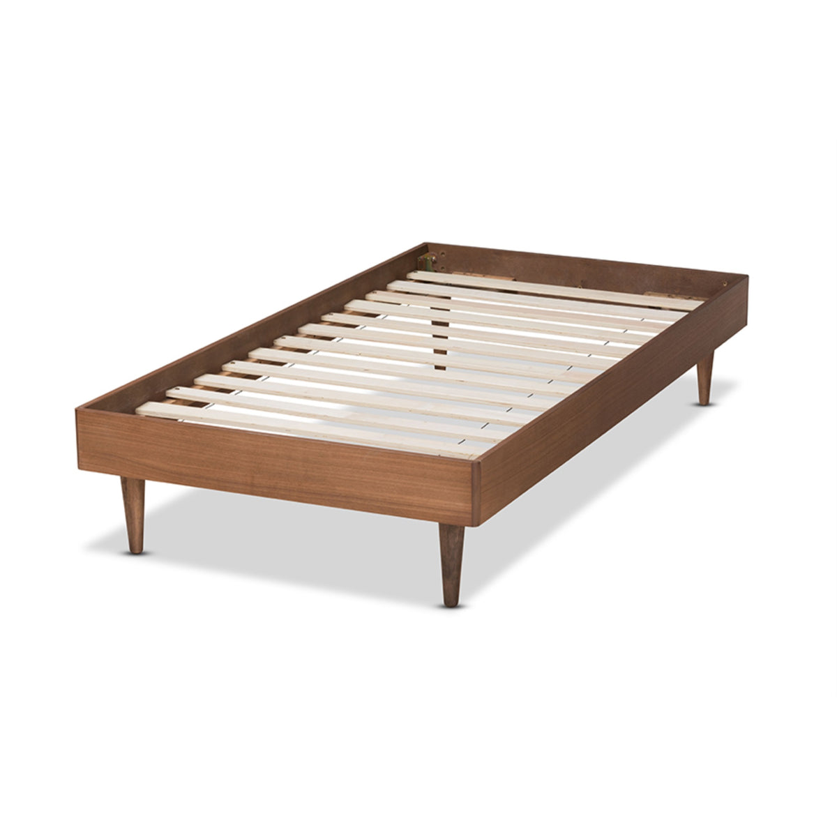 Baxton Studio Rina Midcentury Modern Ash Walnut Finished Wood Twin Size Platform Bed Frame
