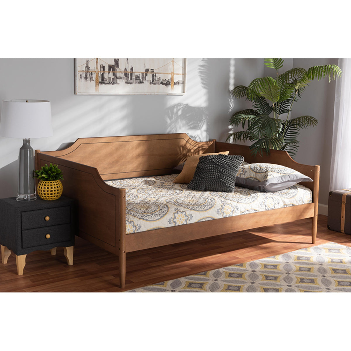Baxton Studio Alya Classic Traditional Farmhouse Walnut Brown Finished Wood Full Size Daybed