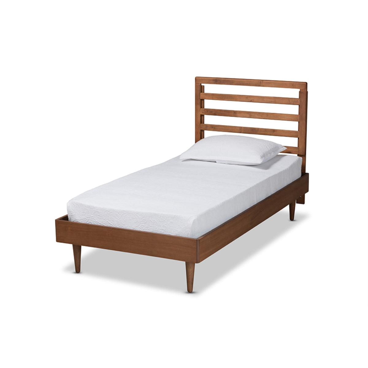 Baxton Studio Ryo Midcentury Modern Transitional Walnut Brown Finished Wood Twin Size Platform Bed