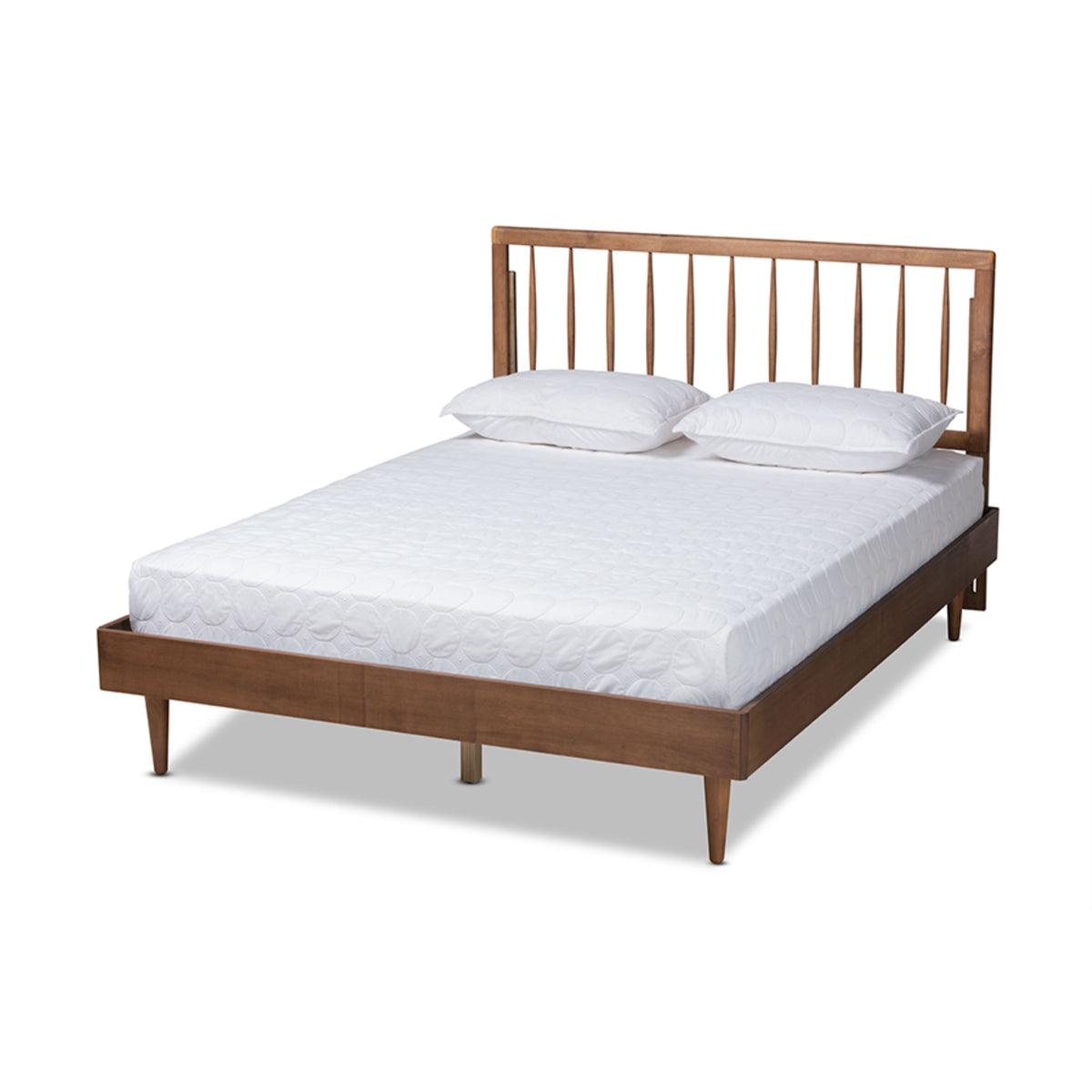 Baxton Studio Sora Midcentury Modern Ash Walnut Finished Wood Queen Size Platform Bed