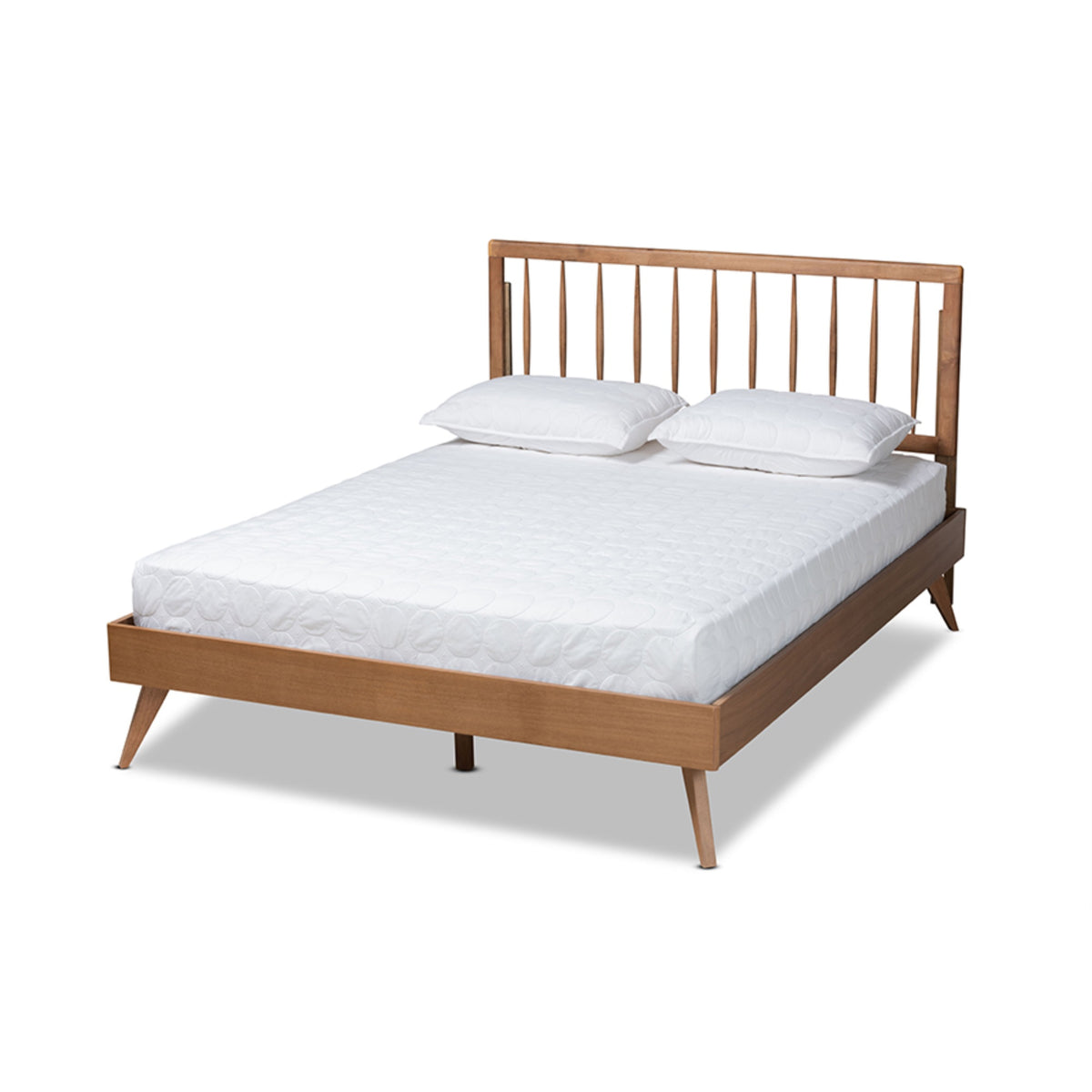 Baxton Studio Toru Midcentury Modern Ash Walnut Finished Wood King Size Platform Bed