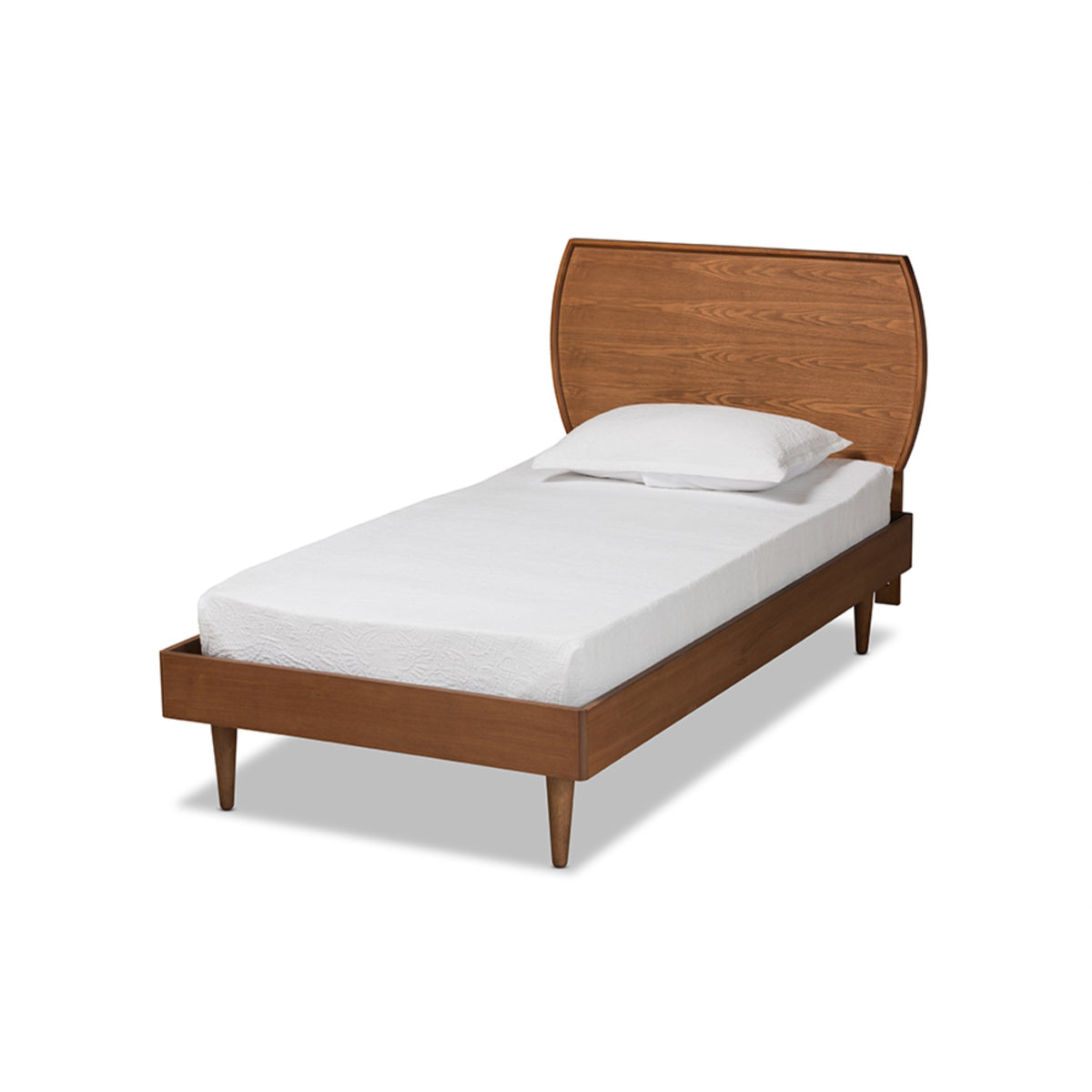 Baxton Studio Yori Midcentury Modern Walnut Brown Finished Wood Twin Size Platform Bed