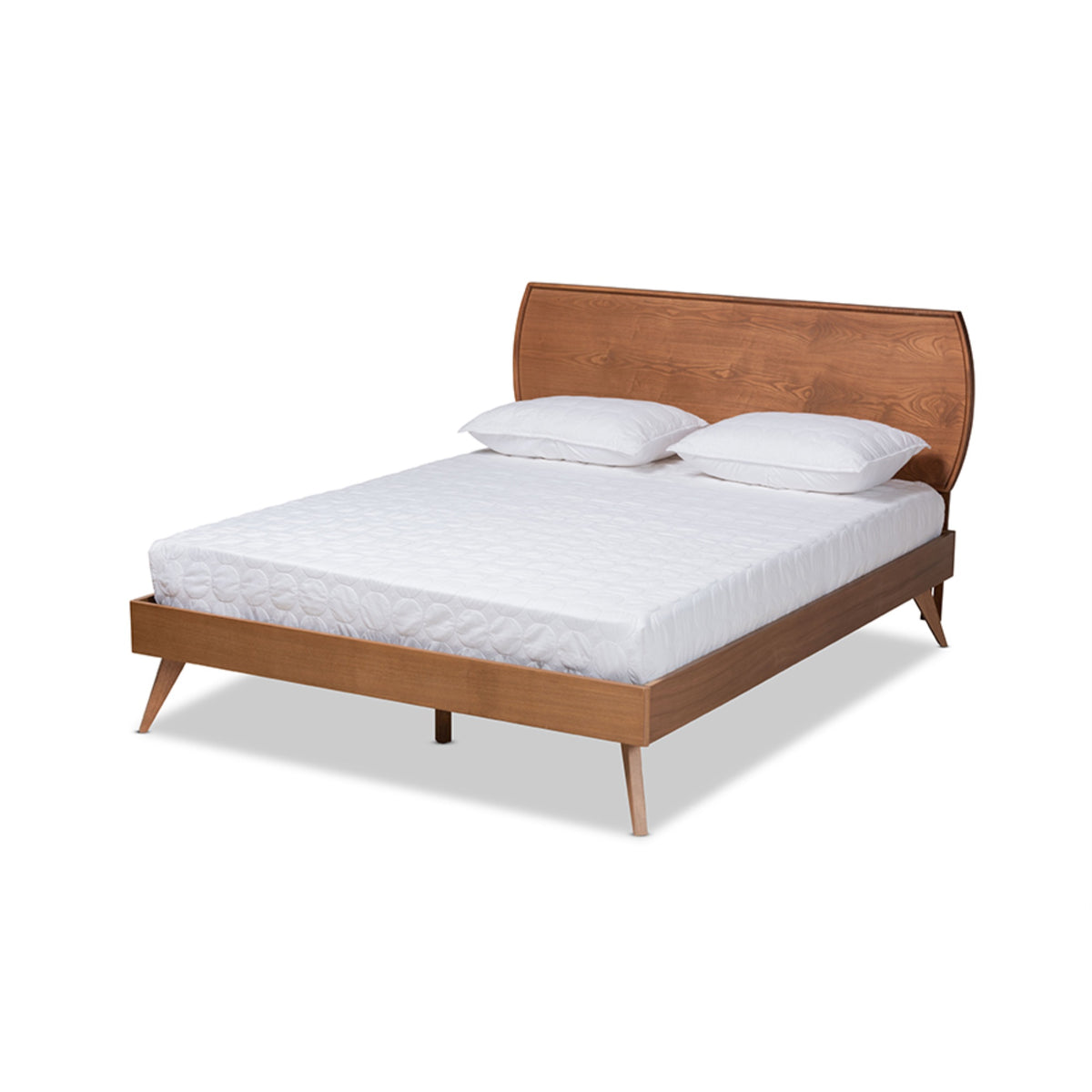 Baxton Studio Aimi Midcentury Modern Walnut Brown Finished Wood Queen Size Platform Bed