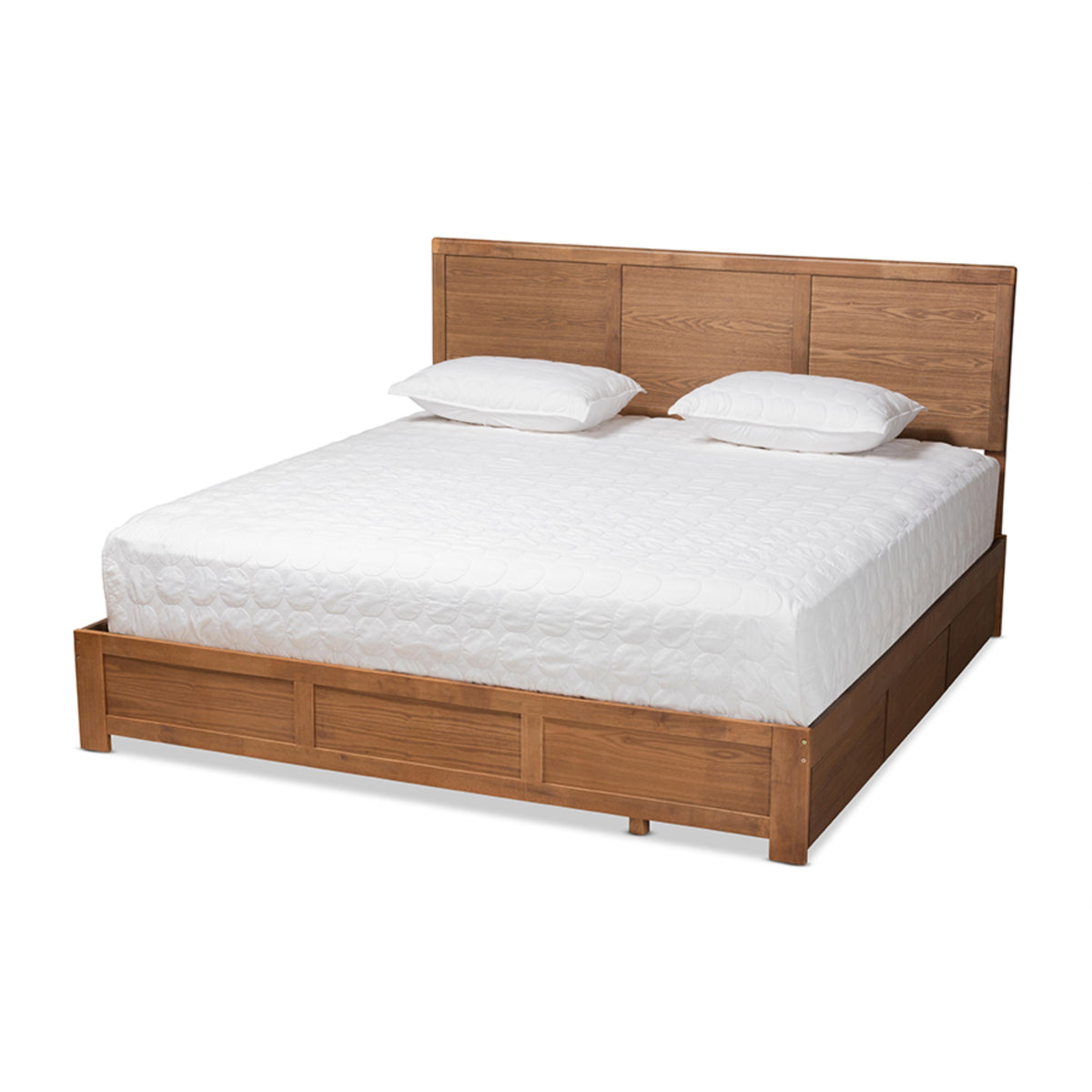 Baxton Studio Aras Modern And Contemporary Transitional Ash Walnut Brown Finished Wood King Size 3Drawer Platform Storage Bed