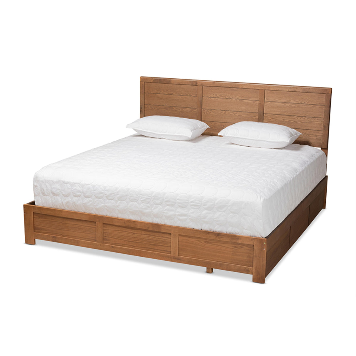 Baxton Studio Lisa Modern And Contemporary Transitional Ash Walnut Brown Finished Wood King Size 3Drawer Platform Storage Bed