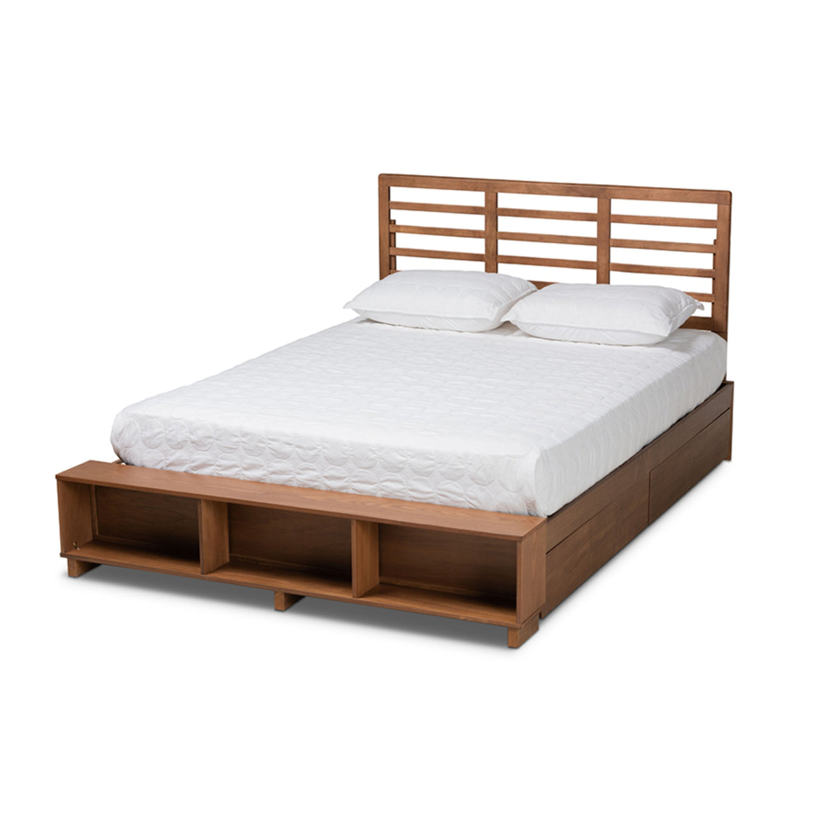 Baxton Studio Milana Modern Transitional Ash Walnut Brown Finished Wood 4Drawer King Size Platform Storage Bed