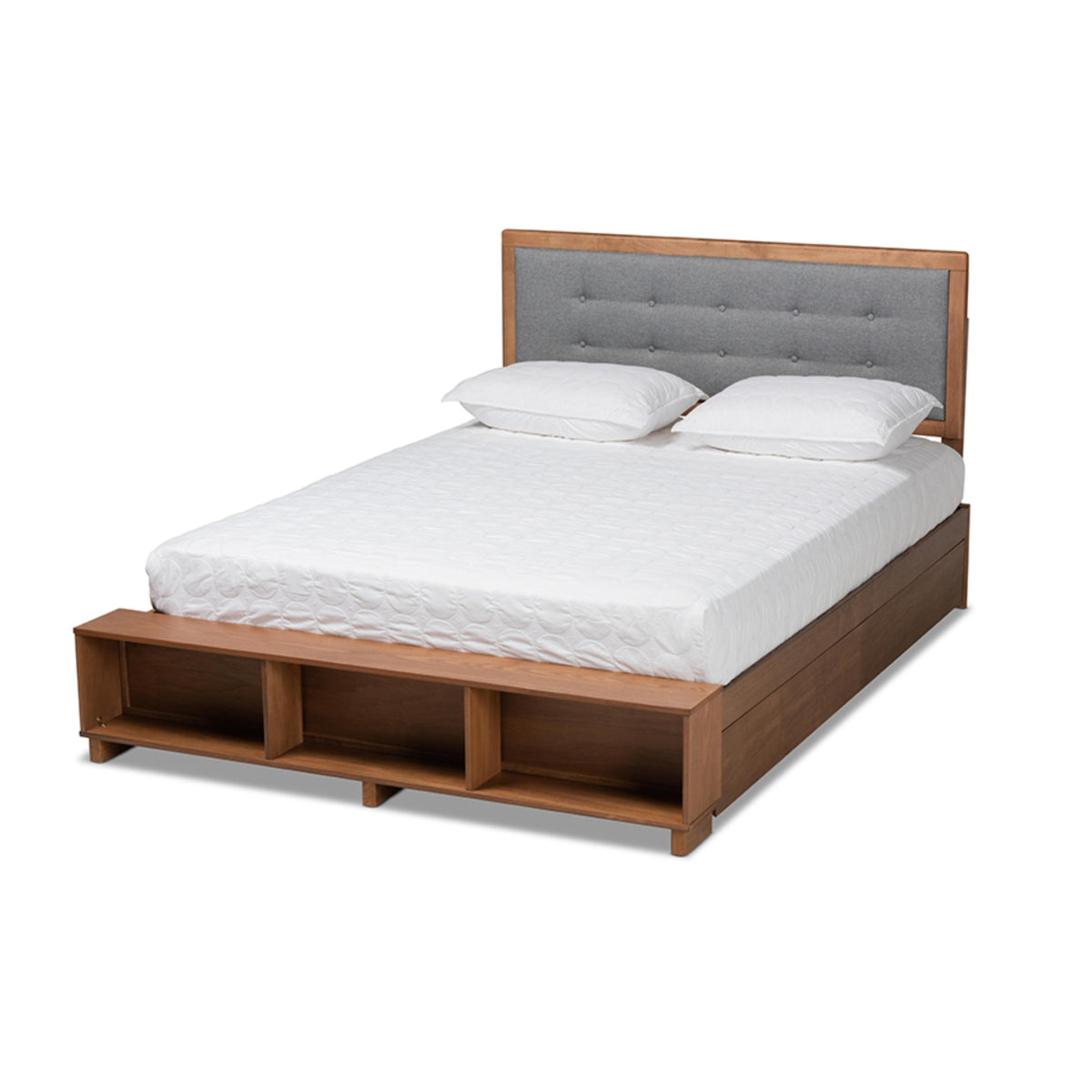 Baxton Studio Cosma Modern Transitional Ash Walnut Brown Finished Wood 4Drawer King Size Platform Storage Bed