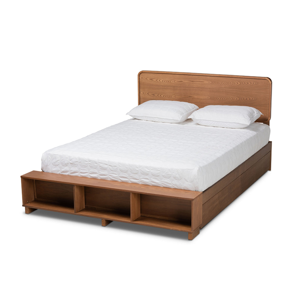 Baxton Studio Vita Modern Transitional Ash Walnut Brown Finished Wood 4Drawer King Size Platform Storage Bed