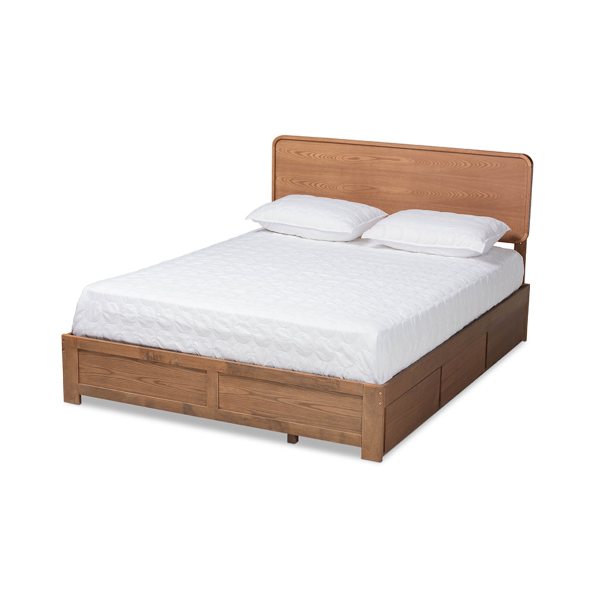 Baxton Studio Eleni Modern And Contemporary Transitional Dark Grey Fabric Upholstered And Ash Walnut Brown Finished Wood King Si