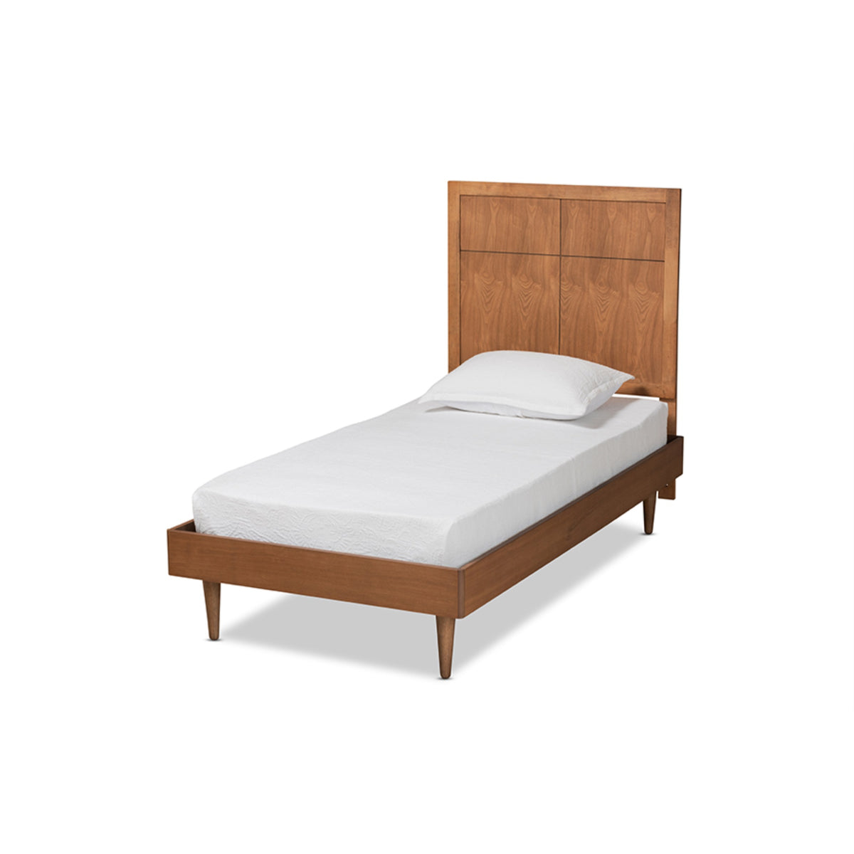 Baxton Studio Rin Midcentury Modern Walnut Brown Finished Wood Twin Size Platform Bed