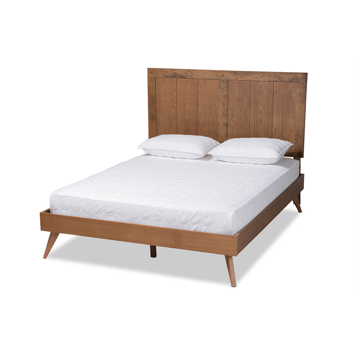 Baxton Studio Amira Midcentury Modern Transitional Ash Walnut Finished Wood King Size Platform Bed