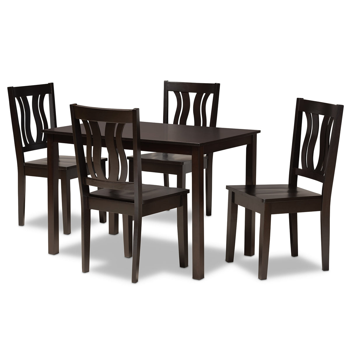 Baxton Studio Zamira Modern And Contemporary Transitional Dark Brown Finished Wood 5Piece Dining Set