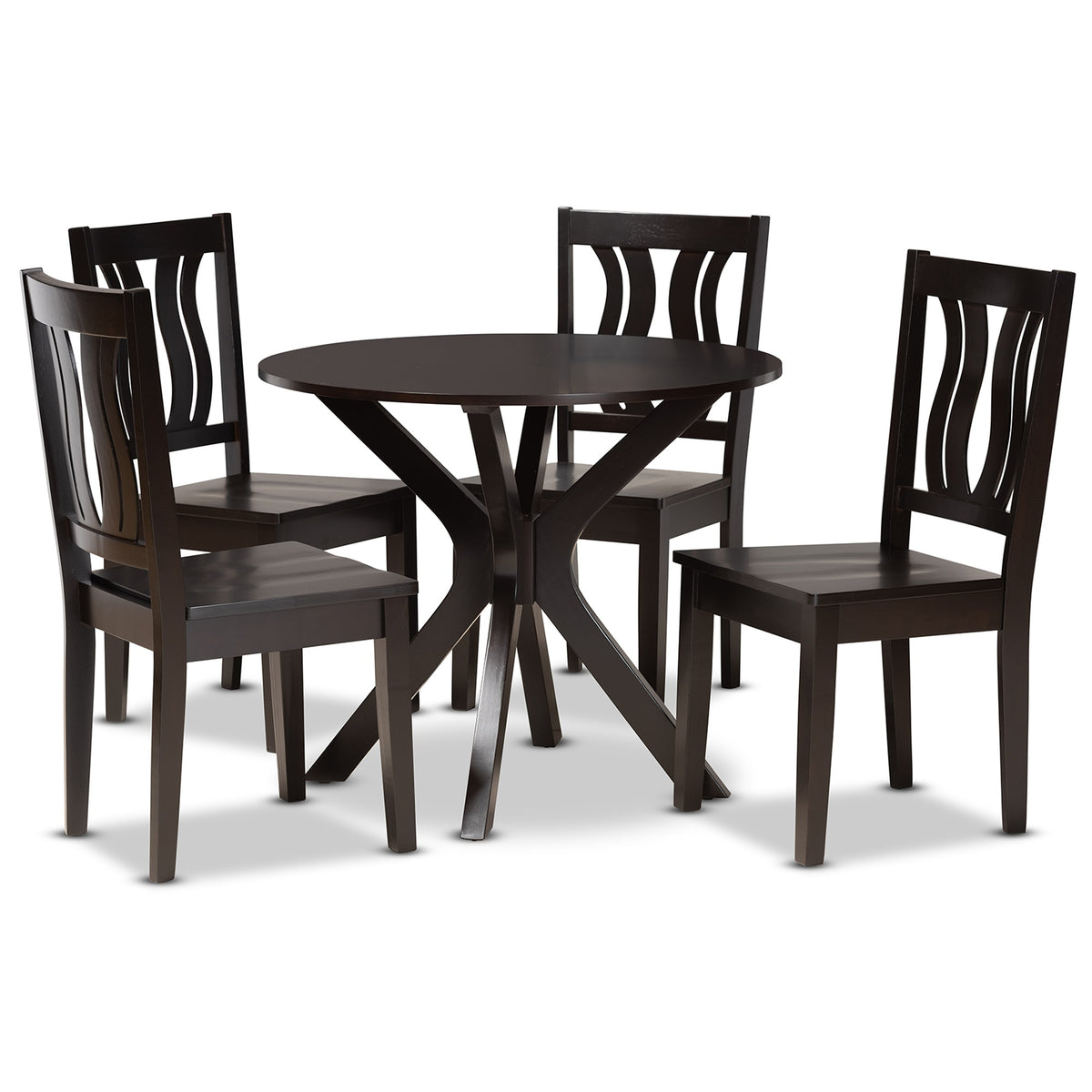 Baxton Studio Mare Modern And Contemporary Transitional Dark Brown Finished Wood 5Piece Dining Set