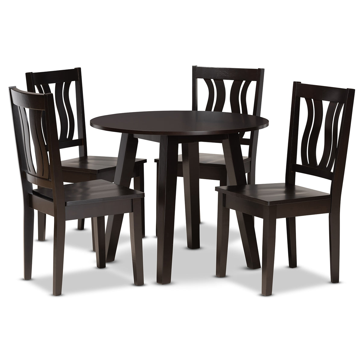 Baxton Studio Anesa Modern And Contemporary Transitional Dark Brown Finished Wood 5Piece Dining Set
