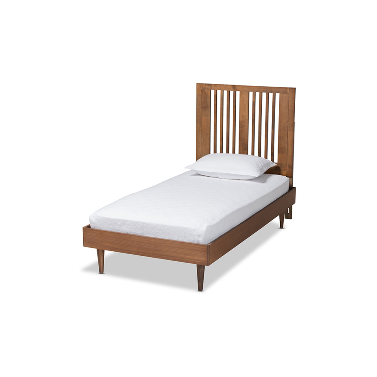 Baxton Studio Kioshi Midcentury Modern Transitional Ash Walnut Finished Wood Twin Size Platform Bed