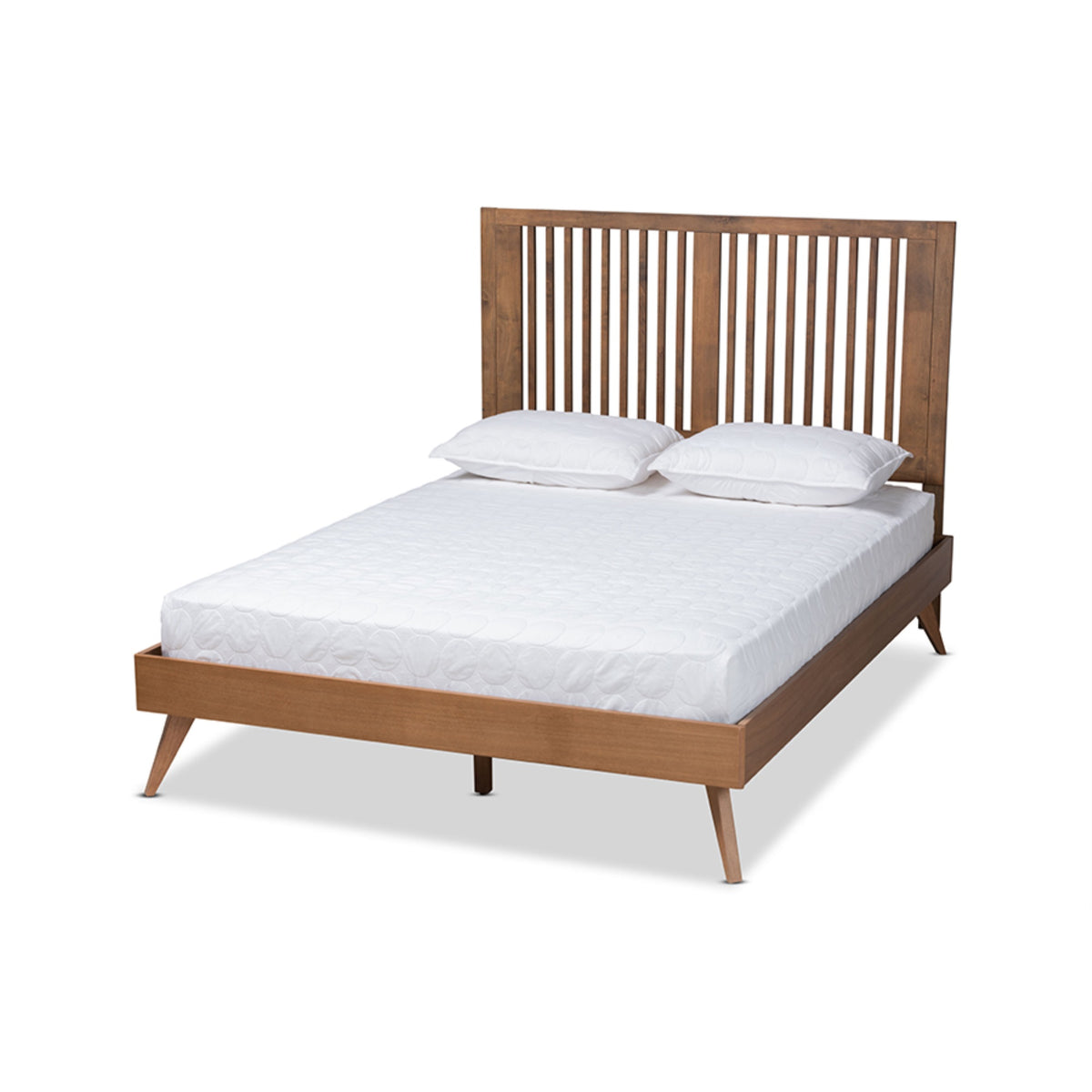 Baxton Studio Takeo Midcentury Modern Transitional Ash Walnut Finished Wood Queen Size Platform Bed