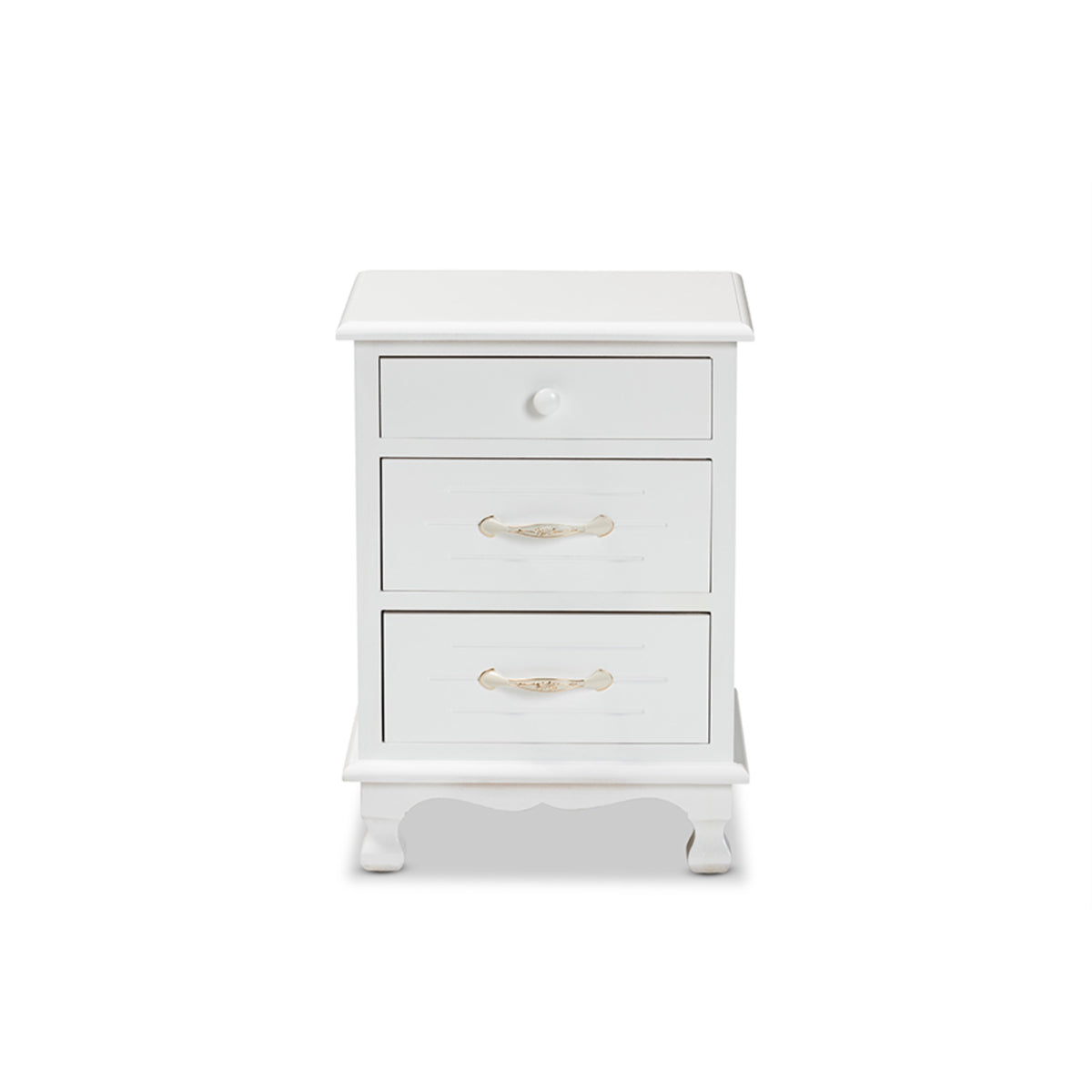 Baxton Studio Layton Classic And Traditional White Finished Wood 3Drawer End Table