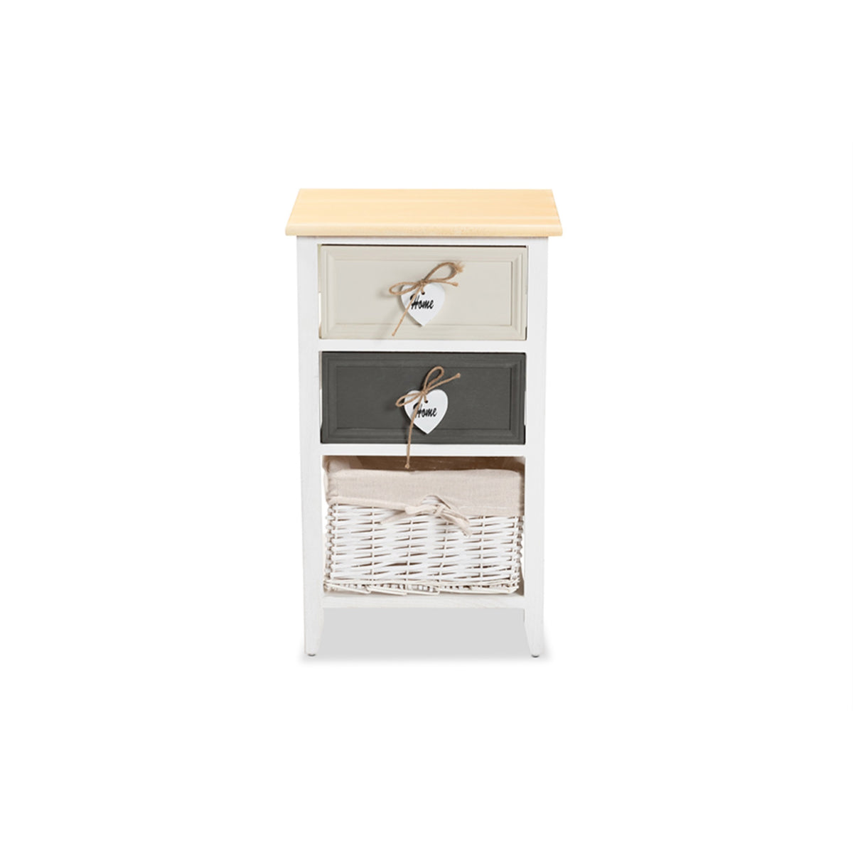 Baxton Studio Diella Modern And Contemporary Multicolored Wood 2Drawer Storage Unit With Basket