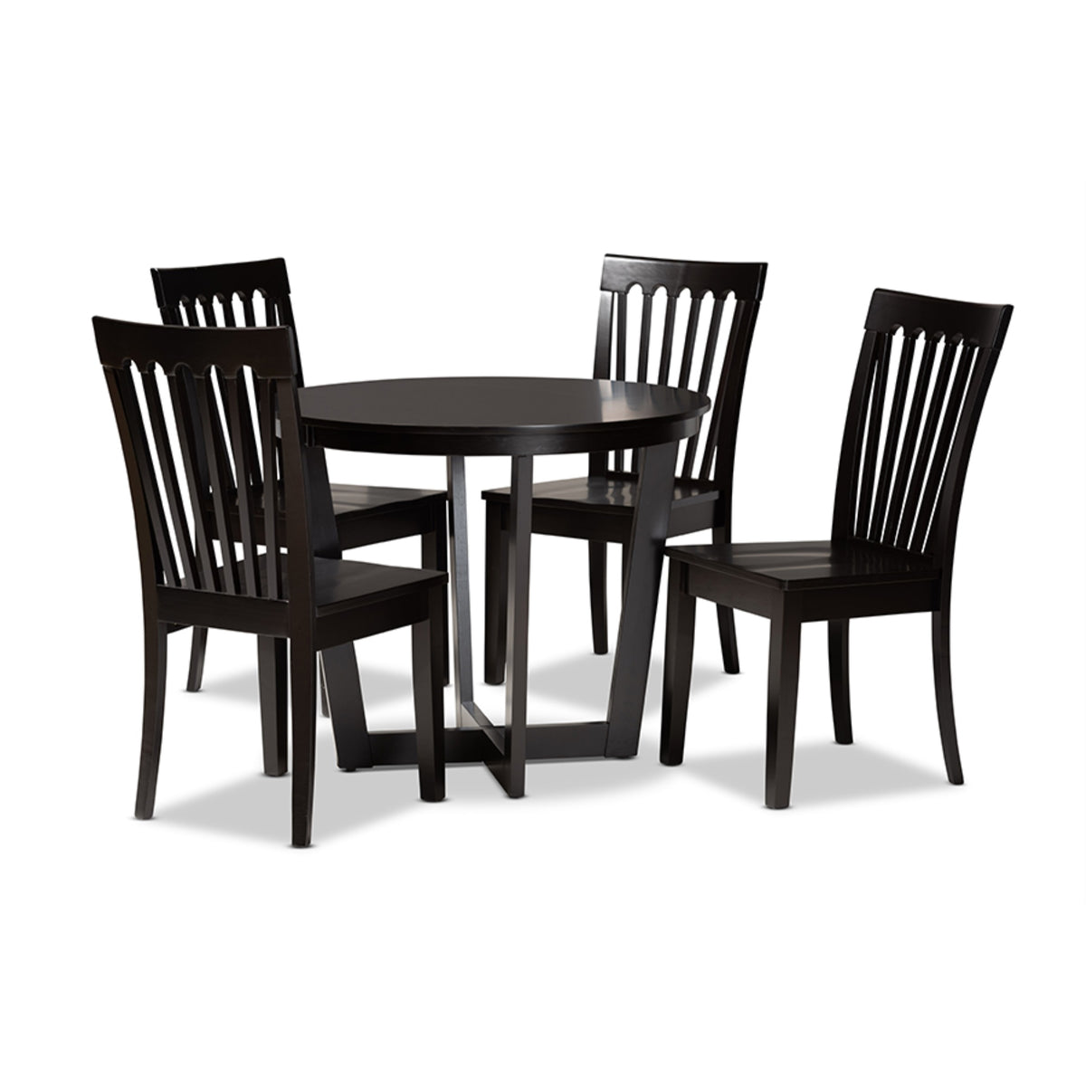 Baxton Studio Sasa Modern And Contemporary Dark Brown Finished Wood 5Piece Dining Set