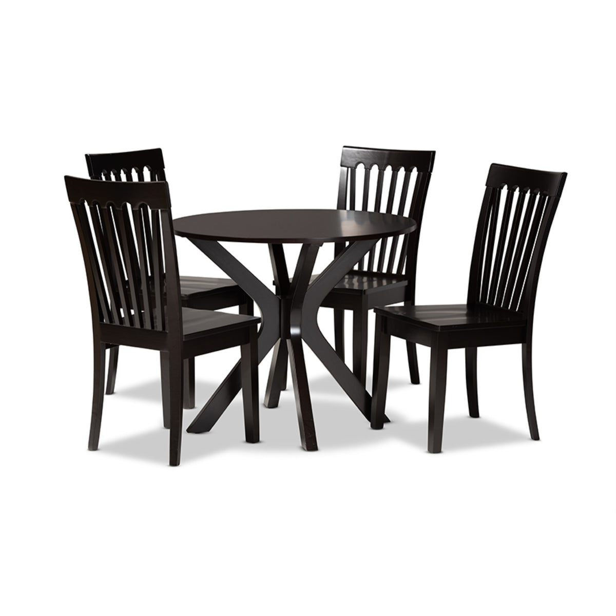 Baxton Studio Zora Modern And Contemporary Dark Brown Finished Wood 5Piece Dining Set