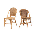 Baxton Studio Neola Modern Bohemian Natural Rattan 2-Piece Dining Chair Set
