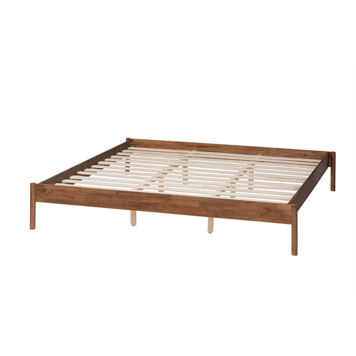 Baxton Studio Agatis Midcentury Modern Ash Walnut Finished Wood King Size Bed Frame