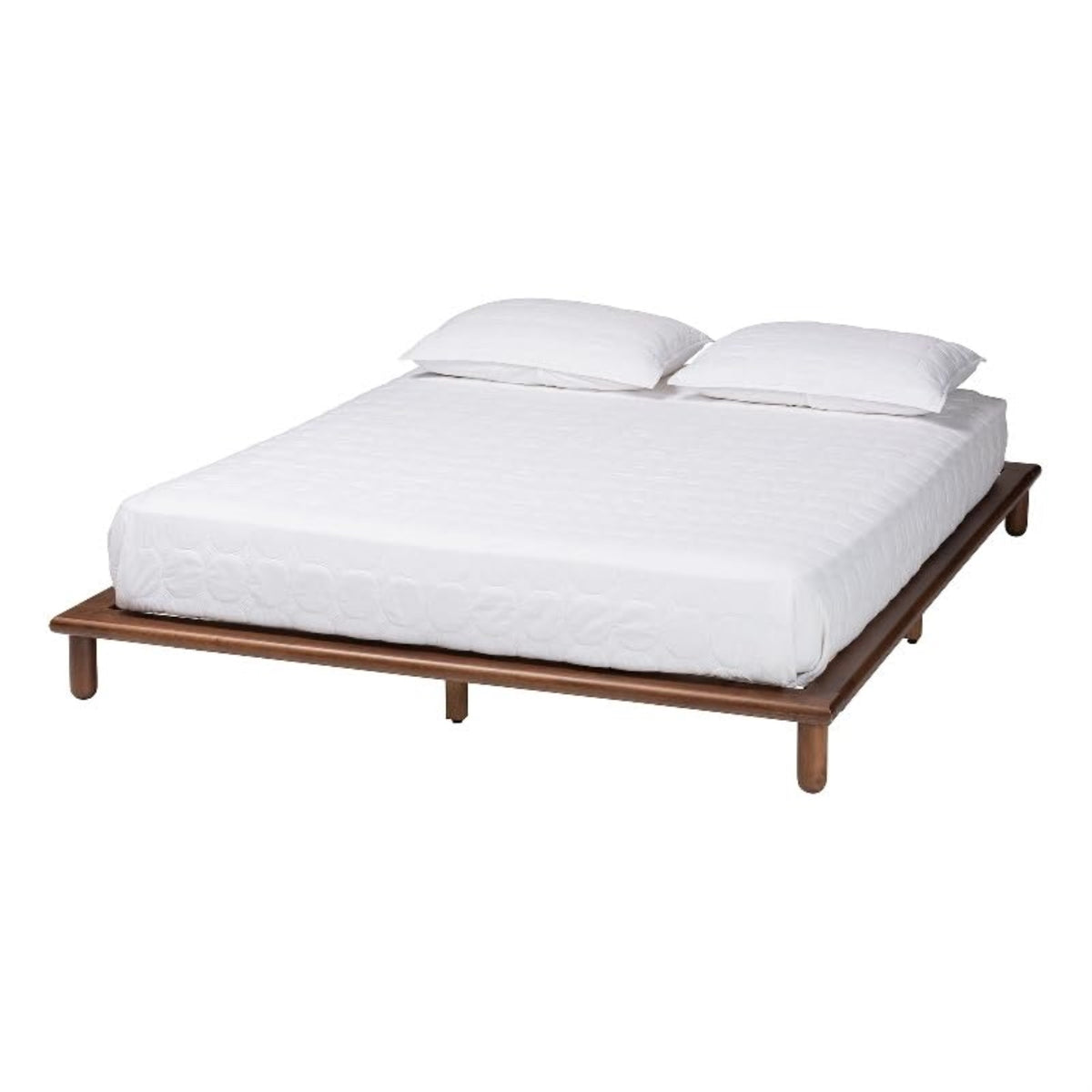 Baxton Studio Alivia Midcentury Modern Walnut Brown Finished Wood Queen Size Bed Frame