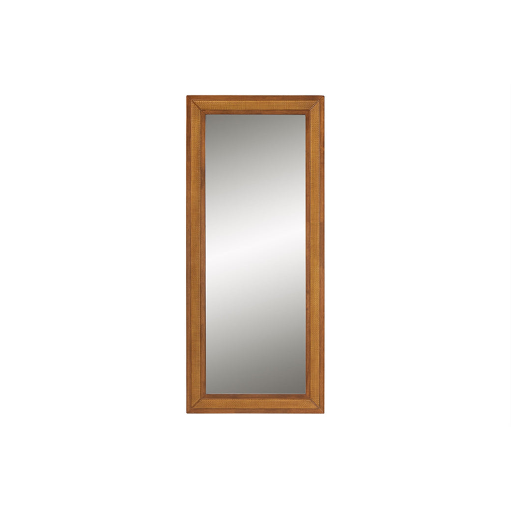 Baxton Studio Rowanne Mid-Century Modern Walnut Brown Rubberwood And Rattan Frame Wall Mirror