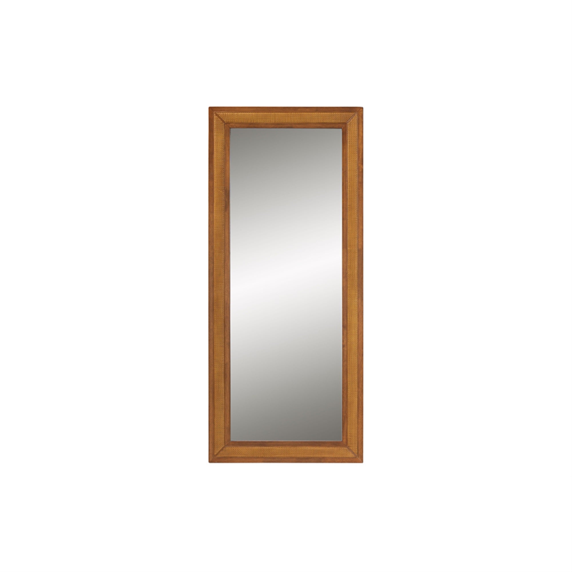 Baxton Studio Rowanne Mid-Century Modern Walnut Brown Rubberwood And Rattan Frame Wall Mirror