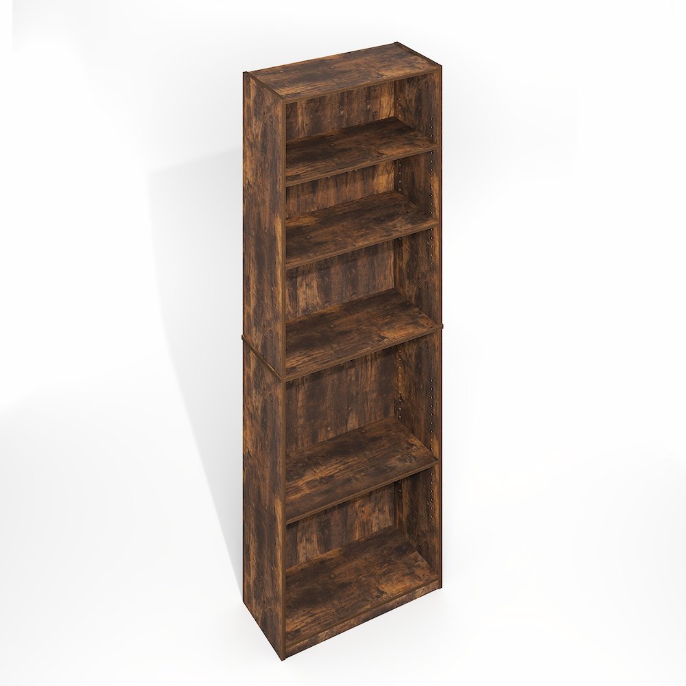 Jaya Simply Home Adjustable Shelf Bookcase, 5Tier, Amber Oak